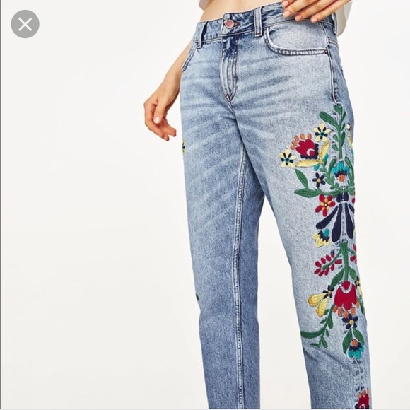 Zara Denim - ZARA floral paisley embroidered jean